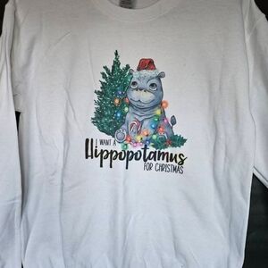 White Christmas Hippo Sweatshirt